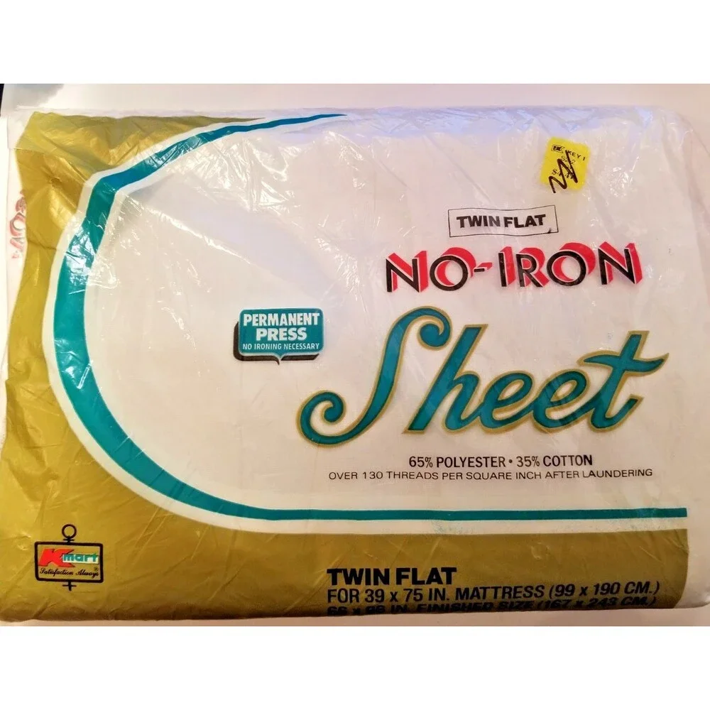Vintage Kmart Twin Flat Sheet No-Iron Permanent Press White Made In USA.